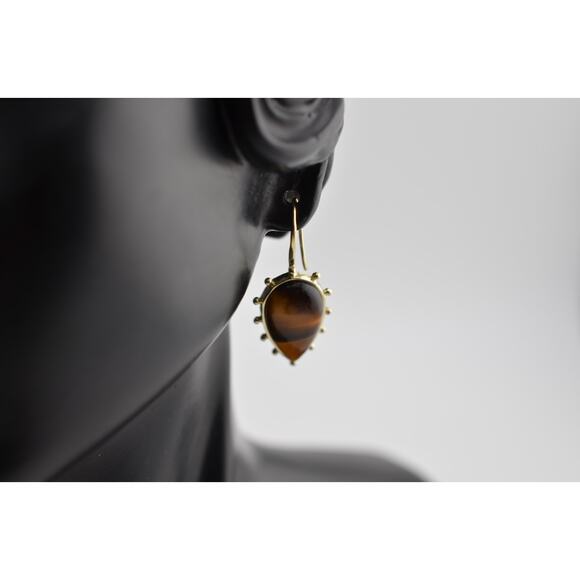 Rachel Reinhardt Tigers Eye Bezel Earrings - Picture 2 of 3